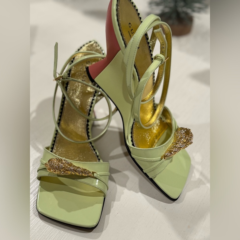 Gucci Leather heels pistachio green. - Picture 5 of 15